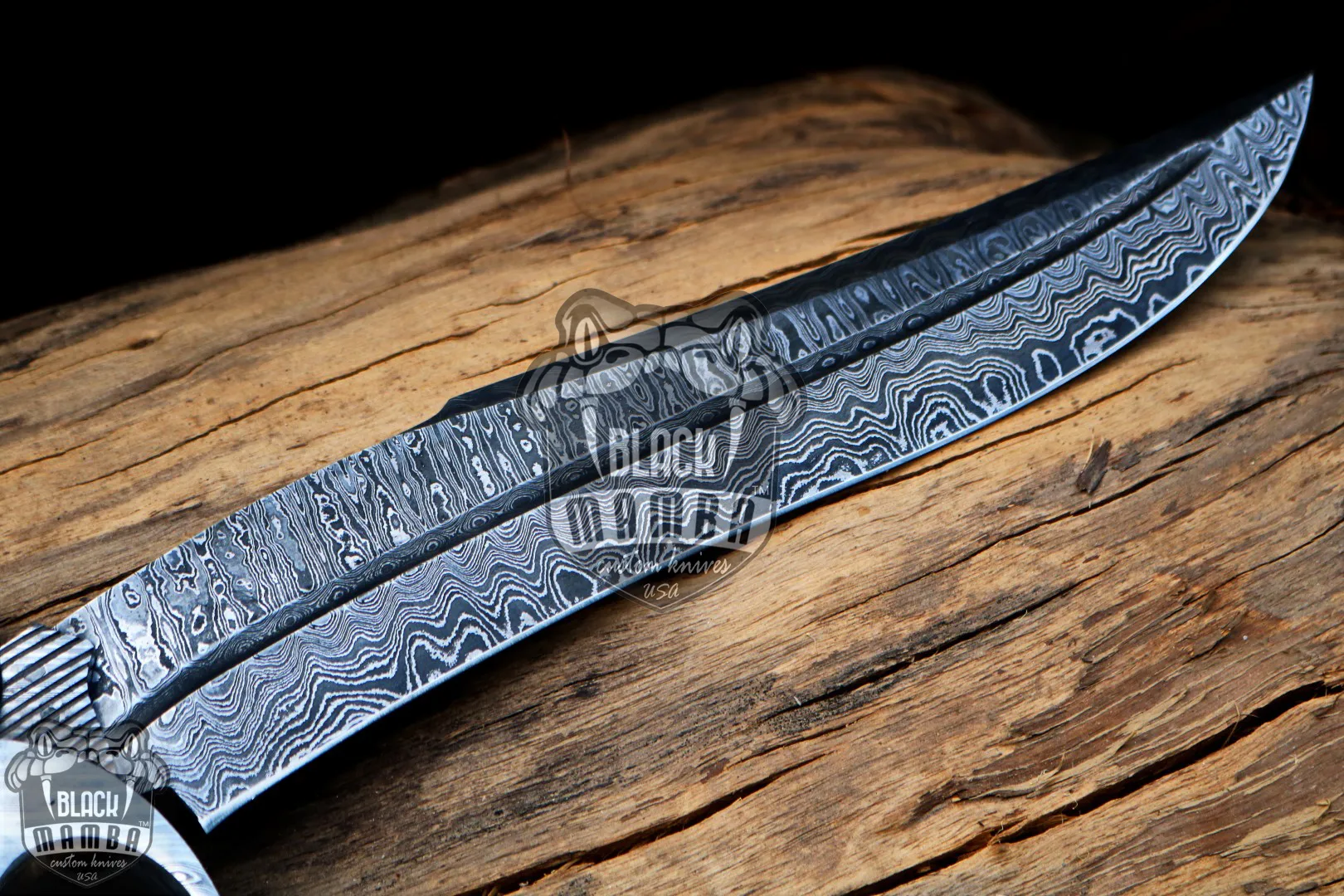 Red Dragon – Damascus Bowie Knife, 17.5″ Overall, Mammoth Handle - view 7