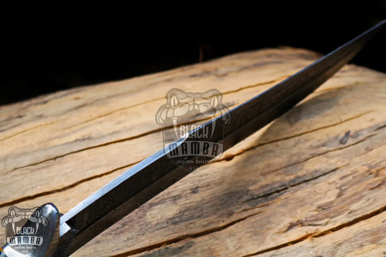 Red Dragon – Damascus Bowie Knife, 17.5″ Overall, Mammoth Handle - view 9