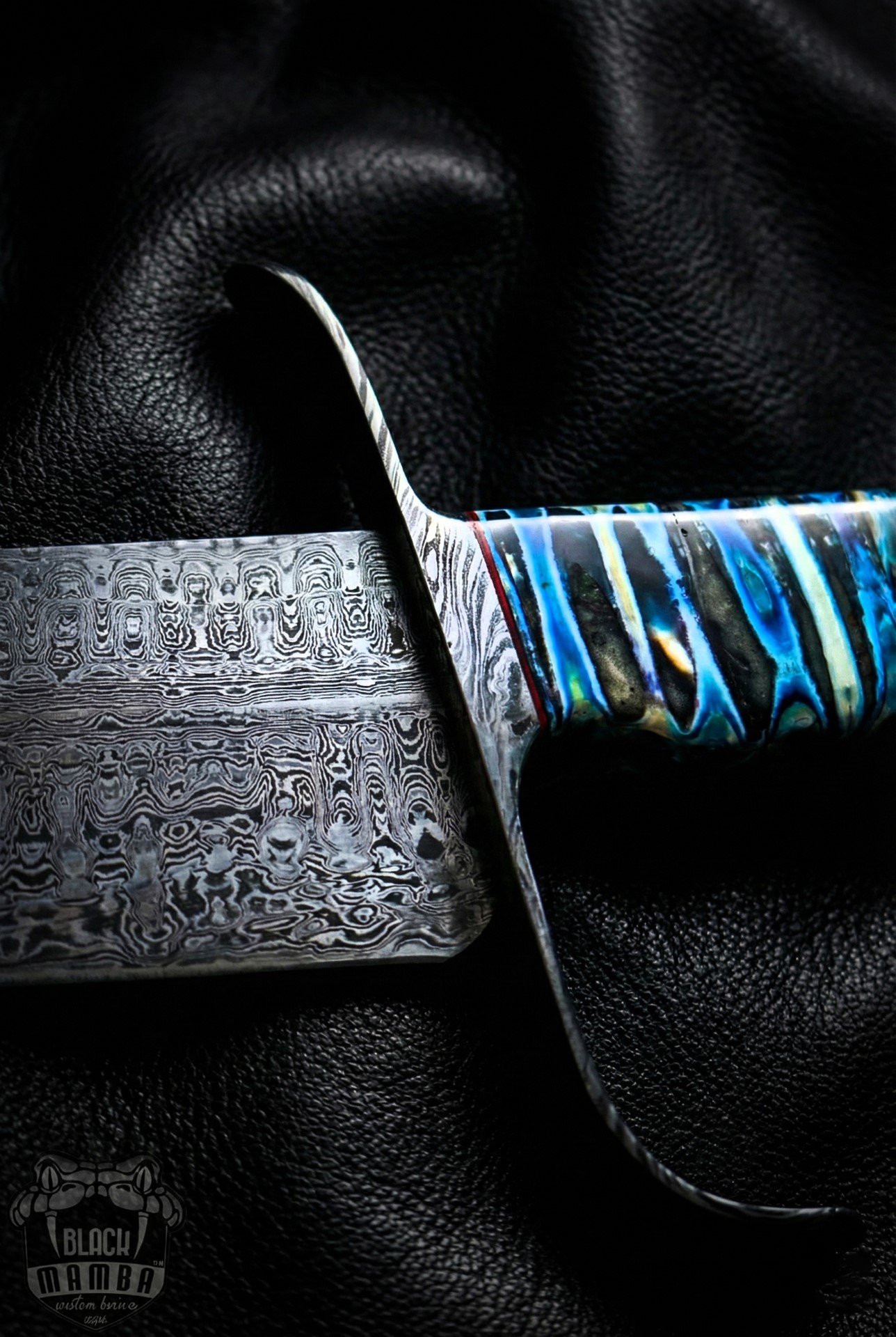 BMK-1006-LQ-MH Azure Dragon Damascus Bowie Knife | 16” USA Made Fixed Blade Hunting Knife | 15000 Year Old Mammoth Handle Custom Collector Gift - Image 12