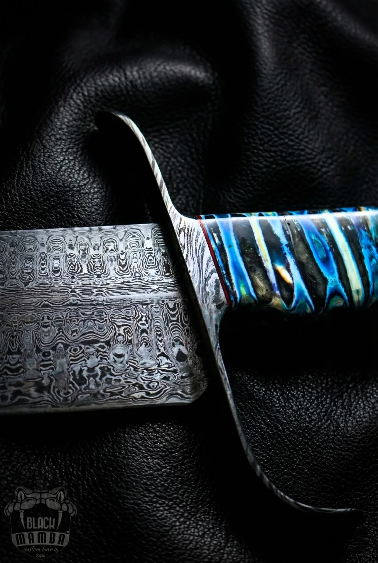 MH Azure Dragon Damascus Bowie Knife | 16” USA Made Fixed Blade Hunting Knife | 15000 Year Old Mammoth Handle Custom Collector Gift | BMK-1006-LQ - view 11