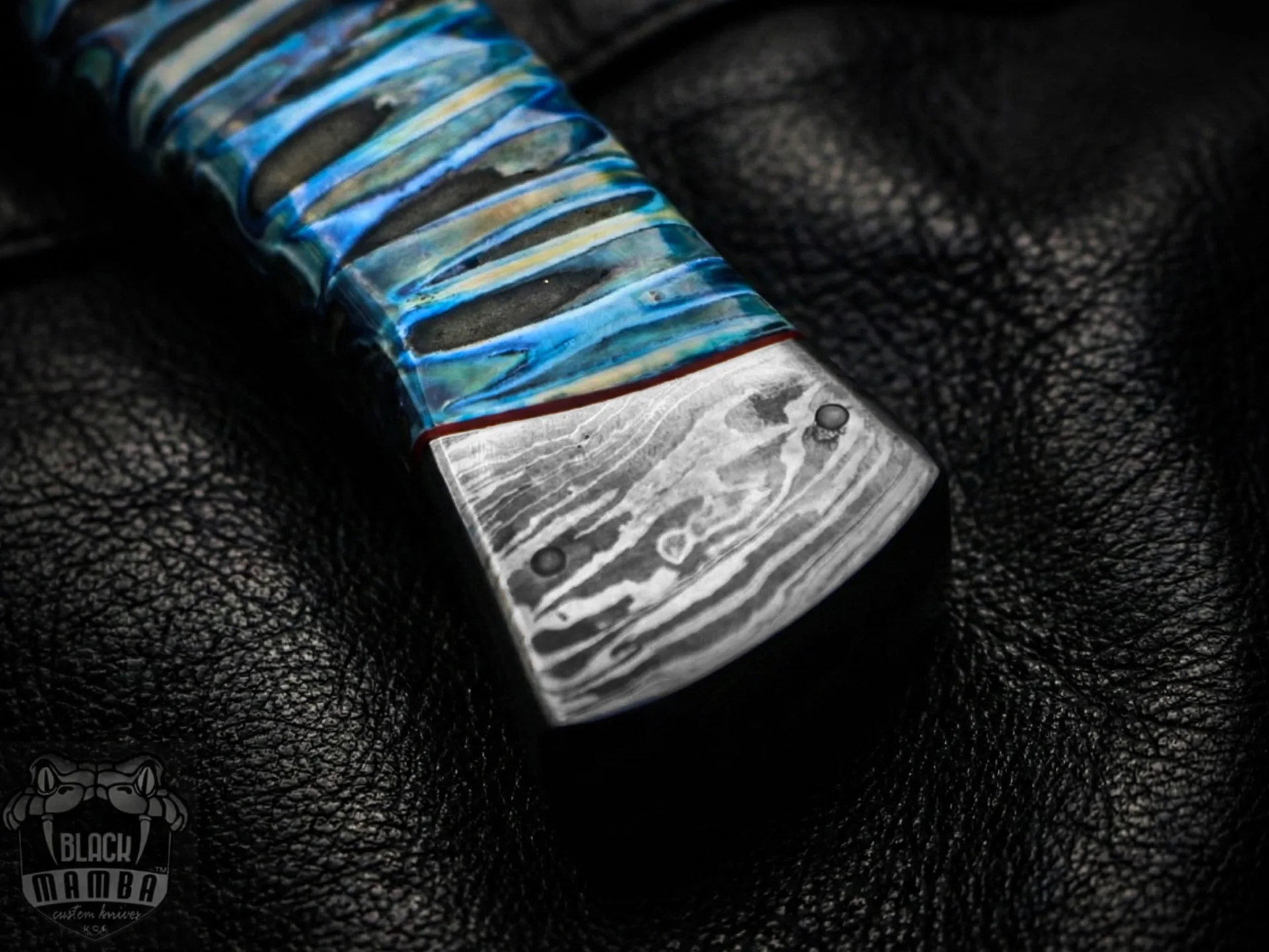 MH Azure Dragon Damascus Bowie Knife | 16” USA Made Fixed Blade Hunting Knife | 15000 Year Old Mammoth Handle Custom Collector Gift | BMK-1006-LQ - view 6