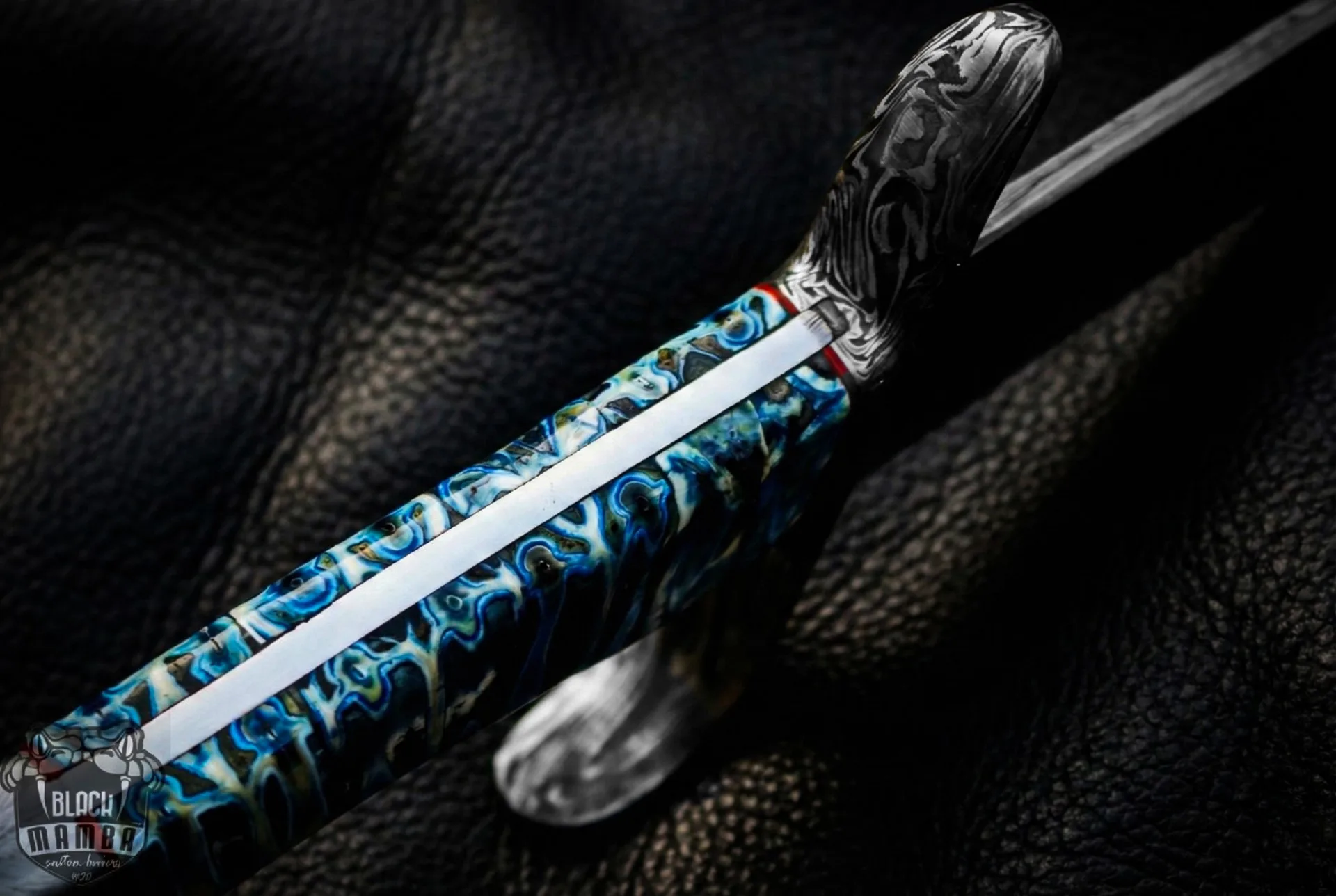 MH Azure Dragon Damascus Bowie Knife | 16” USA Made Fixed Blade Hunting Knife | 15000 Year Old Mammoth Handle Custom Collector Gift | BMK-1006-LQ - view 9