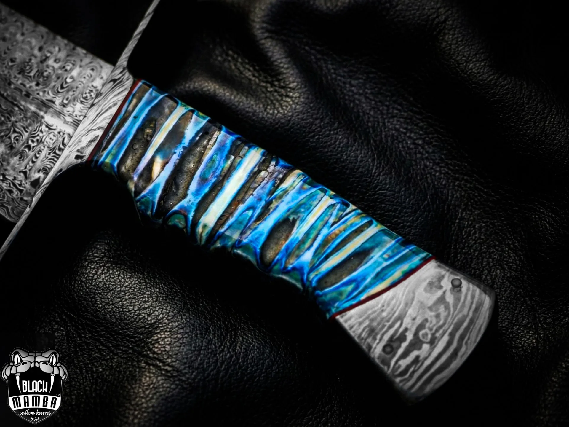 MH Azure Dragon Damascus Bowie Knife | 16” USA Made Fixed Blade Hunting Knife | 15000 Year Old Mammoth Handle Custom Collector Gift | BMK-1006-LQ - view 10