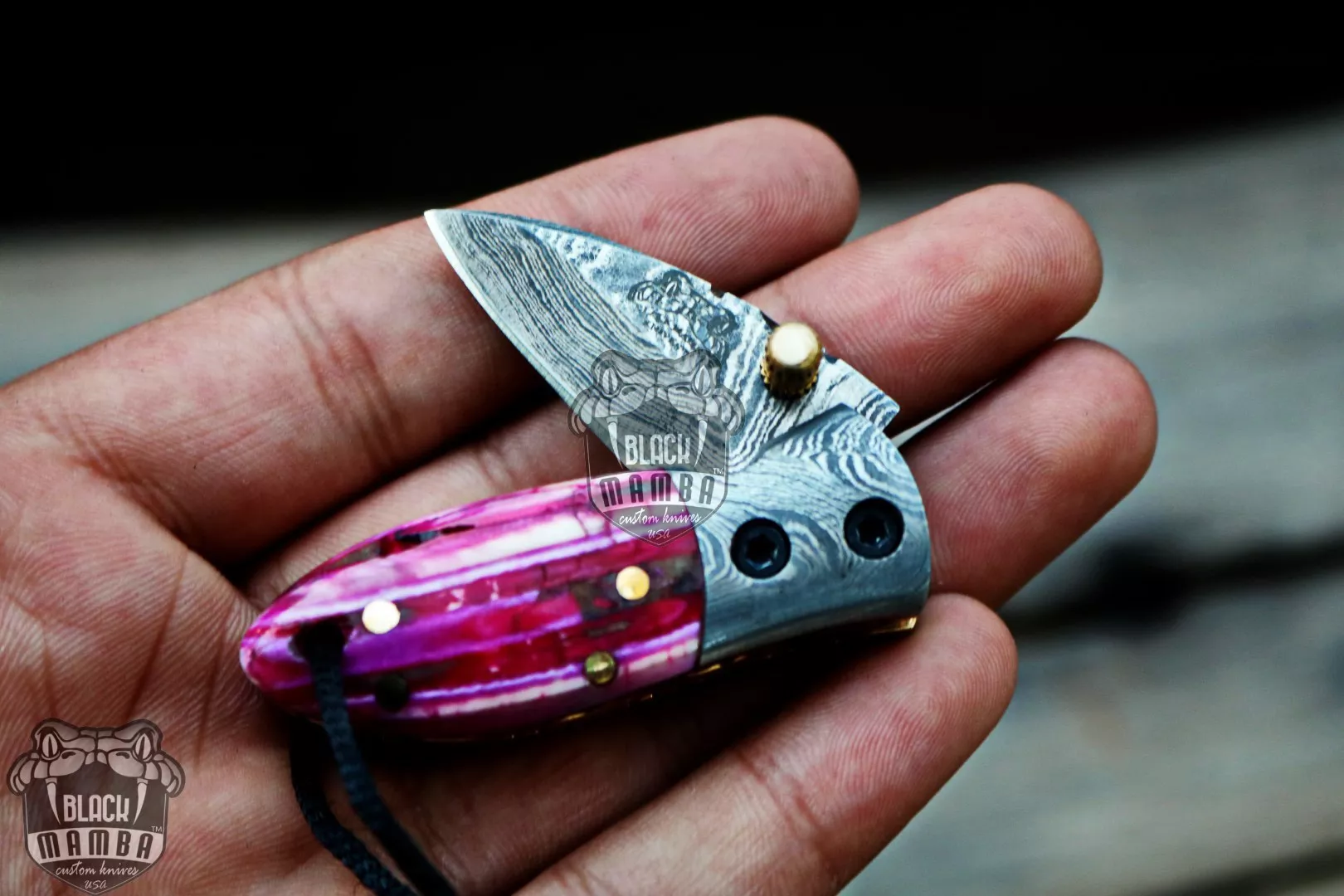 Pink Tsetse Fly - Damascus Neck Knife, 3″ Overall - view 3