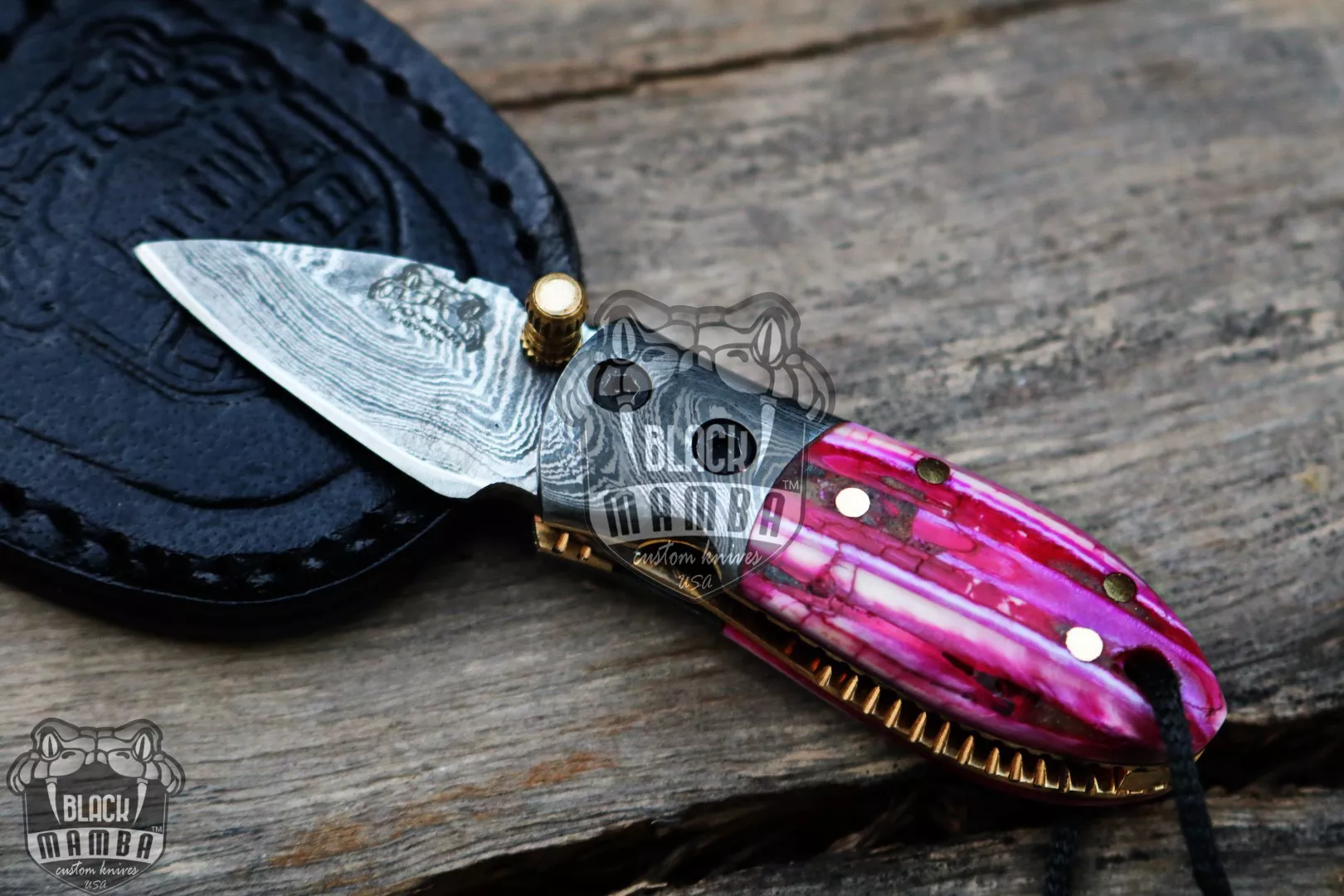 Pink Tsetse Fly - Damascus Neck Knife, 3″ Overall - view 4