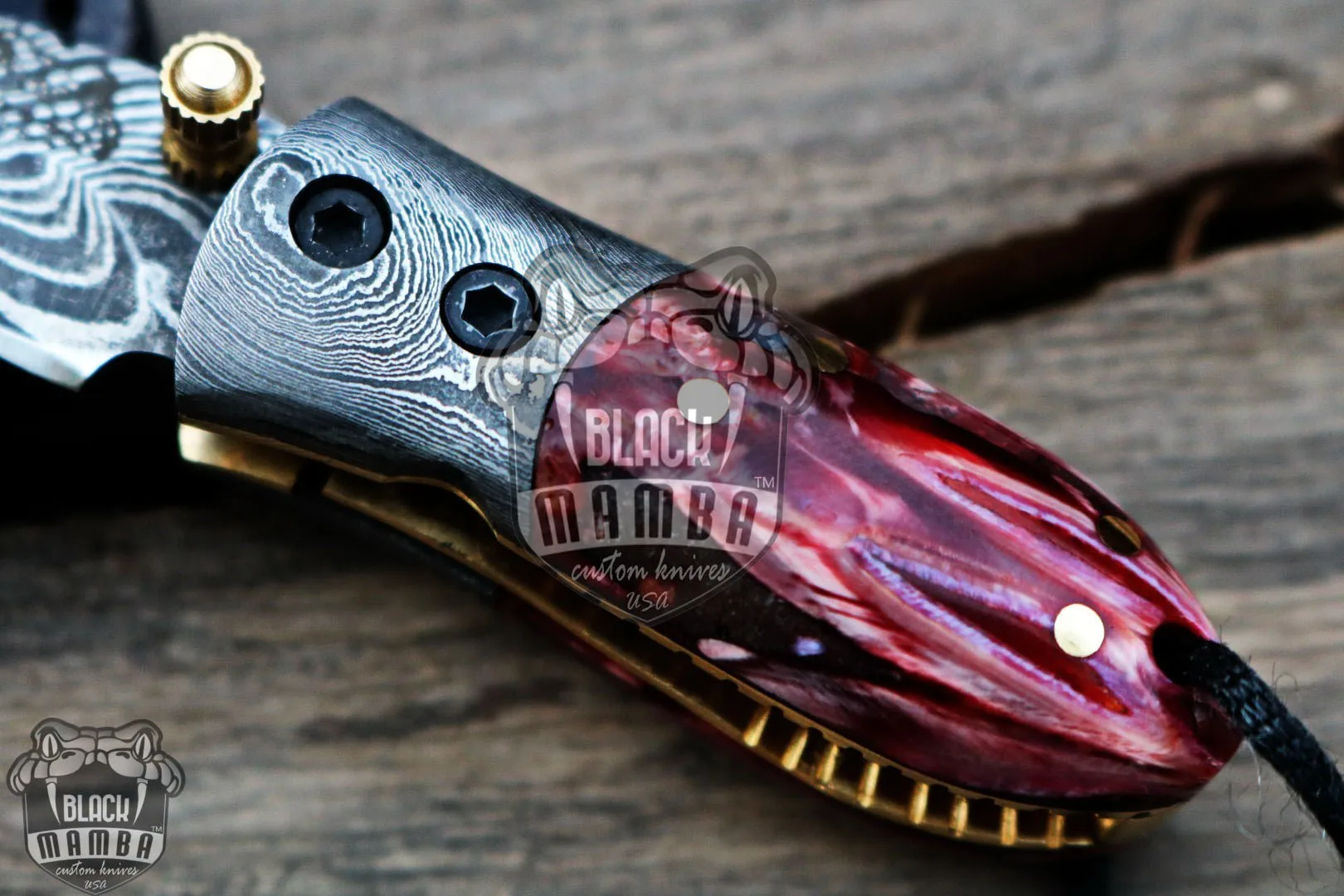 Red Tsetse Fly - Damascus Neck Knife, 3″ Overall - view 5