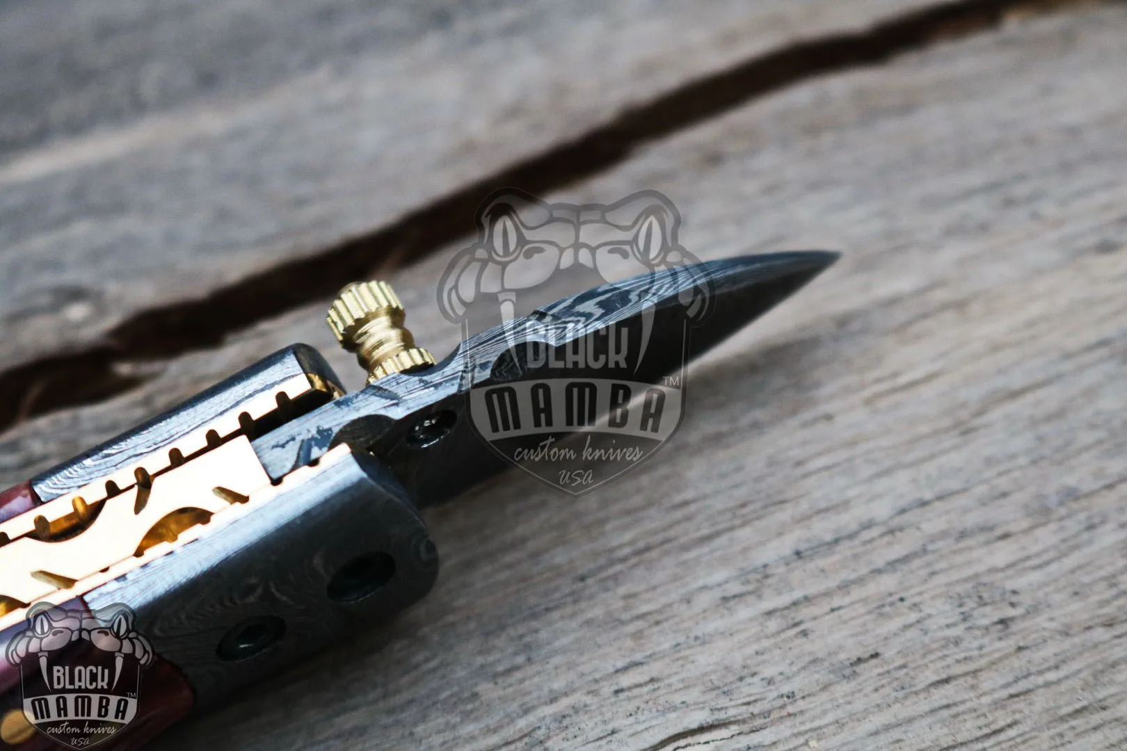 Red Tsetse Fly - Damascus Neck Knife, 3″ Overall - view 8
