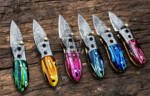 BMK-415-Set All knives set Tsetse Fly 1.2 Inches Blade Damascus Neck Knives Handmade Damascus Pocket Folding Knife with Mammoth Tooth Handle