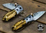 Yellow Tsetse Fly - Damascus Neck Knife, 3″ Overall