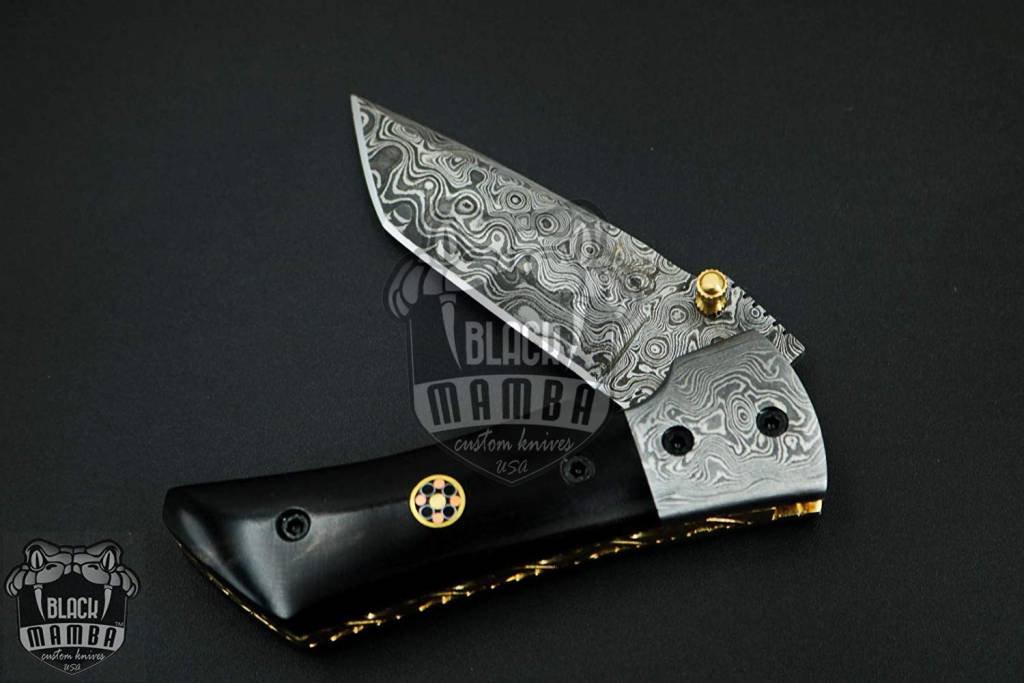 BLACK MAMBA KNIVES Bmk-427 Beetle Damascus Steel Pocket Knife 7 Inches Long 3 Inches Blade 10 Ounce Damascus Hunting Pocket Knife Hand Made World Class Knives USA Made - Image 2
