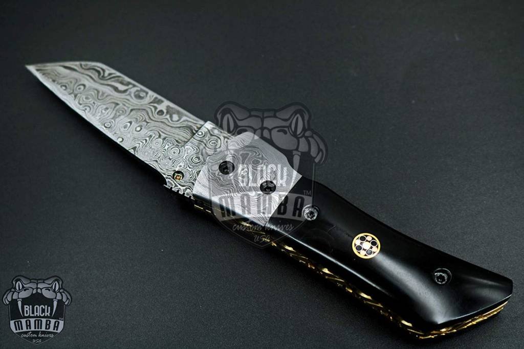 BLACK MAMBA KNIVES Bmk-427 Beetle Damascus Steel Pocket Knife 7 Inches Long 3 Inches Blade 10 Ounce Damascus Hunting Pocket Knife Hand Made World Class Knives USA Made - Image 5