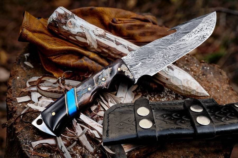 Bmk-167 Chihuahuan Snake 8.7 Inches Long 4.6 Inches Blade 5.6 Ounce Damascus Gut Hook Hunting Fixed Blade Knife Damascus Hand Made World Class USA Made - Image 5