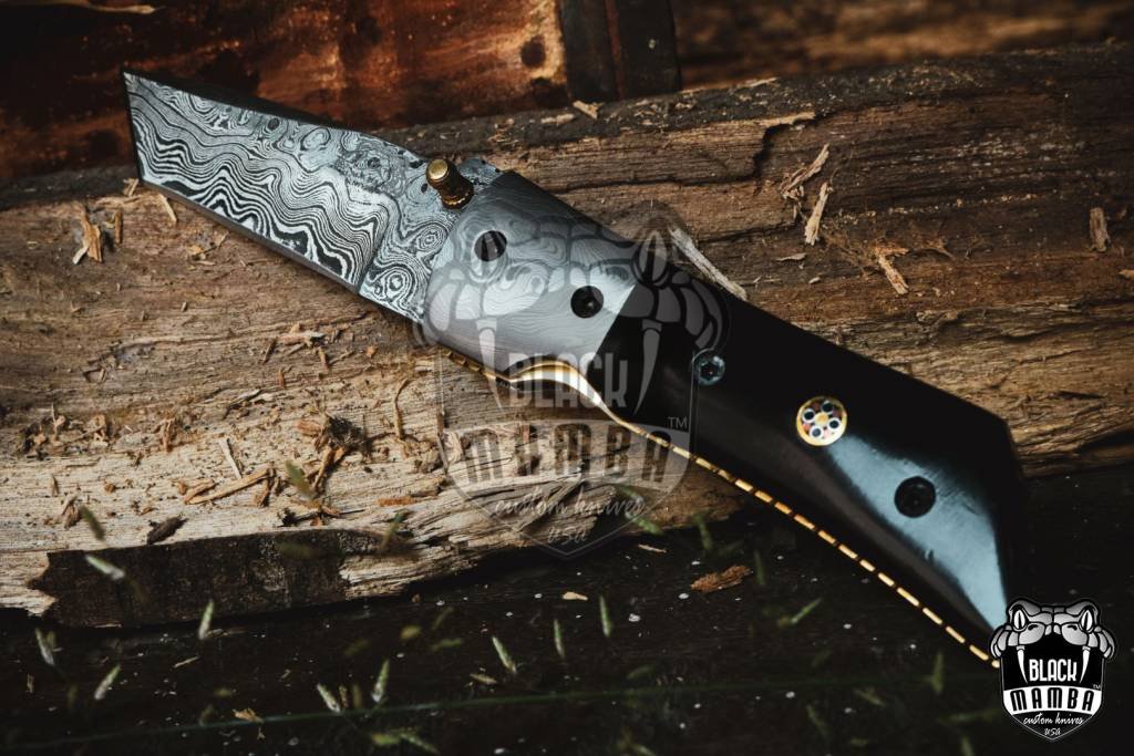 BLACK MAMBA KNIVES Bmk-427 Beetle Damascus Steel Pocket Knife 7 Inches Long 3 Inches Blade 10 Ounce Damascus Hunting Pocket Knife Hand Made World Class Knives USA Made - Image 8