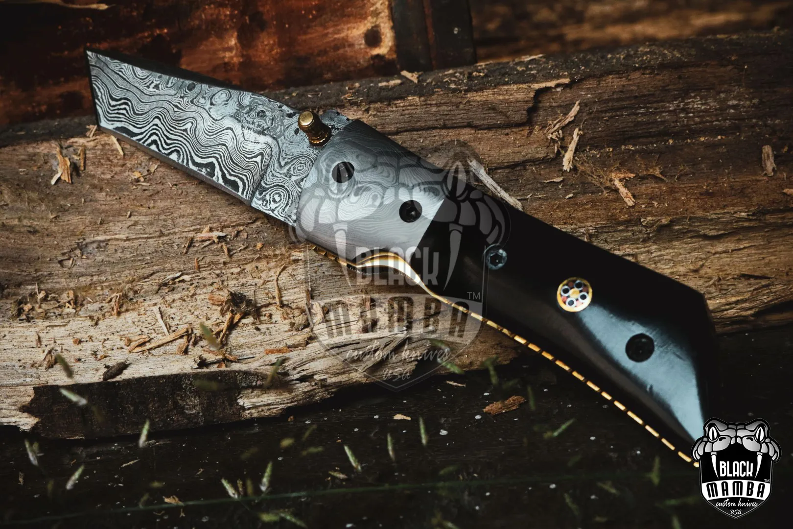 Beetle – Damascus Folding Pocket Knife, 7″ Overall - view 8