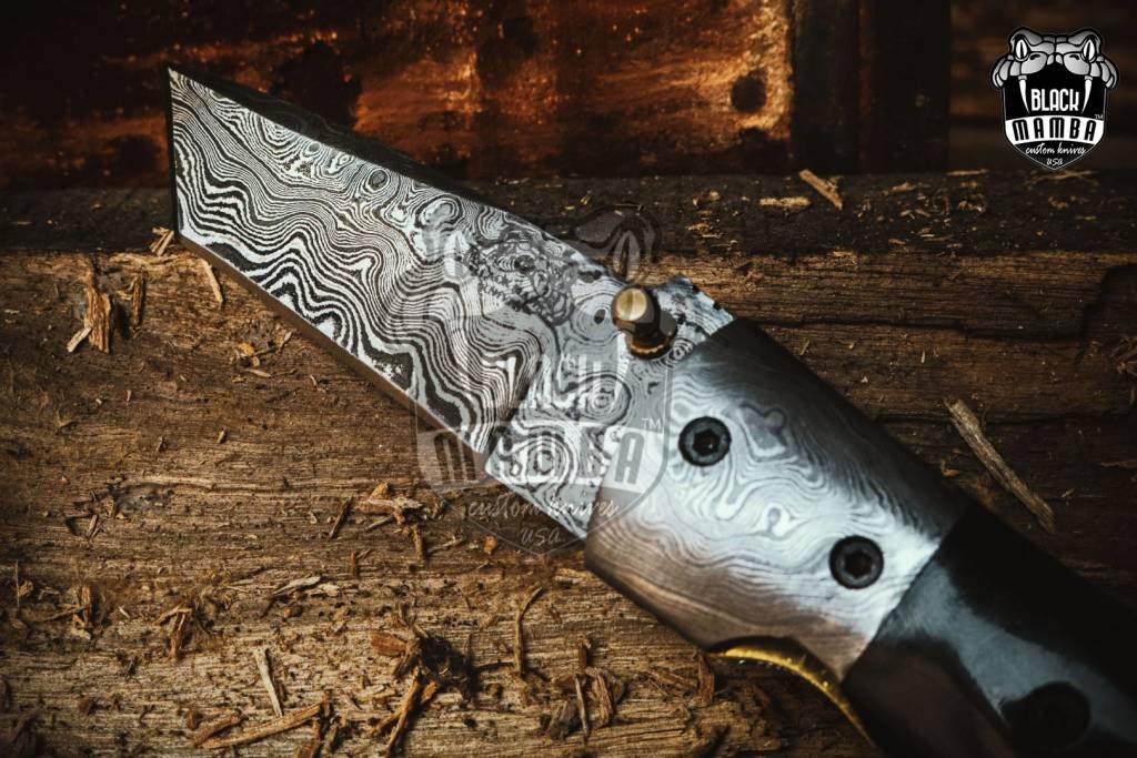BLACK MAMBA KNIVES Bmk-427 Beetle Damascus Steel Pocket Knife 7 Inches Long 3 Inches Blade 10 Ounce Damascus Hunting Pocket Knife Hand Made World Class Knives USA Made - Image 9