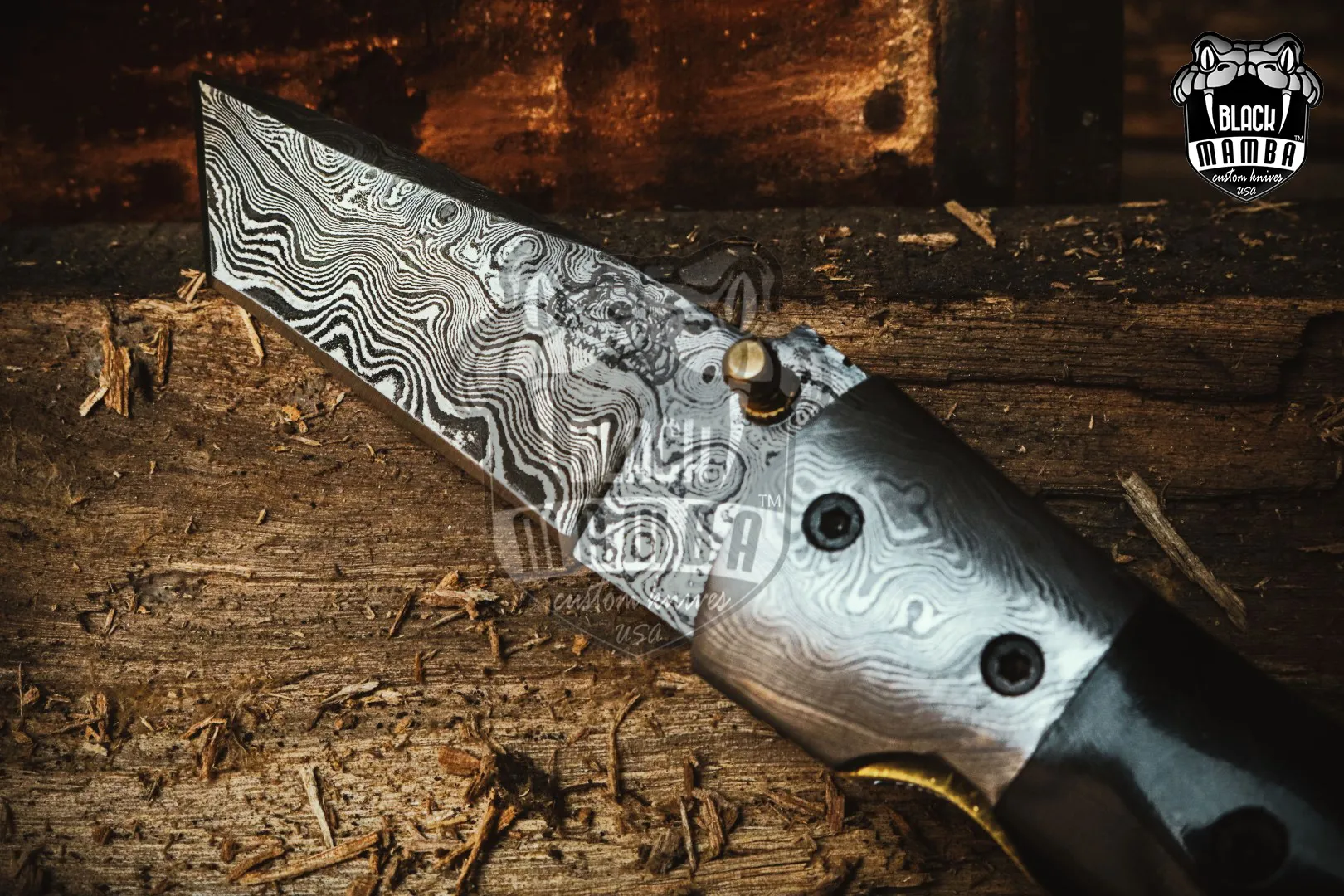 Beetle – Damascus Folding Pocket Knife, 7″ Overall - view 9