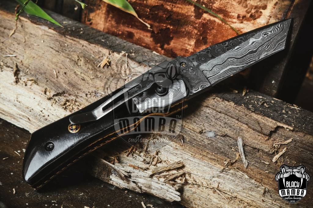 BLACK MAMBA KNIVES Bmk-427 Beetle Damascus Steel Pocket Knife 7 Inches Long 3 Inches Blade 10 Ounce Damascus Hunting Pocket Knife Hand Made World Class Knives USA Made - Image 11