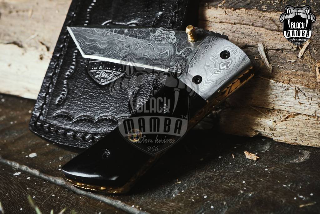 BLACK MAMBA KNIVES Bmk-427 Beetle Damascus Steel Pocket Knife 7 Inches Long 3 Inches Blade 10 Ounce Damascus Hunting Pocket Knife Hand Made World Class Knives USA Made - Image 12