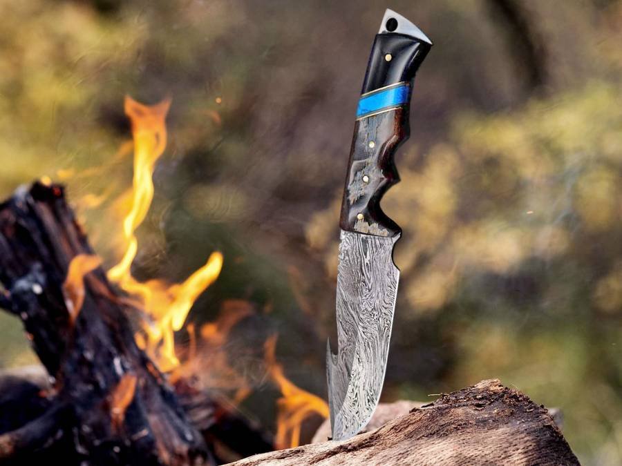 Bmk-167 Chihuahuan Snake 8.7 Inches Long 4.6 Inches Blade 5.6 Ounce Damascus Gut Hook Hunting Fixed Blade Knife Damascus Hand Made World Class USA Made - Image 4