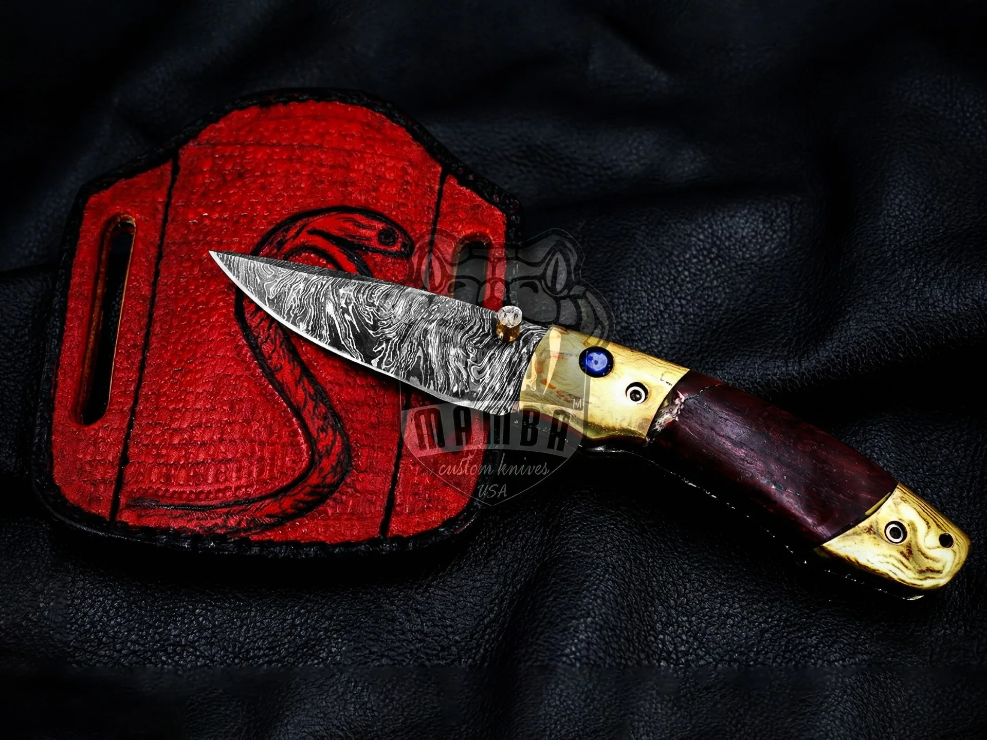 Hestia - Damascus Folding Pocket Knife, 7.5″ Overall - view 2