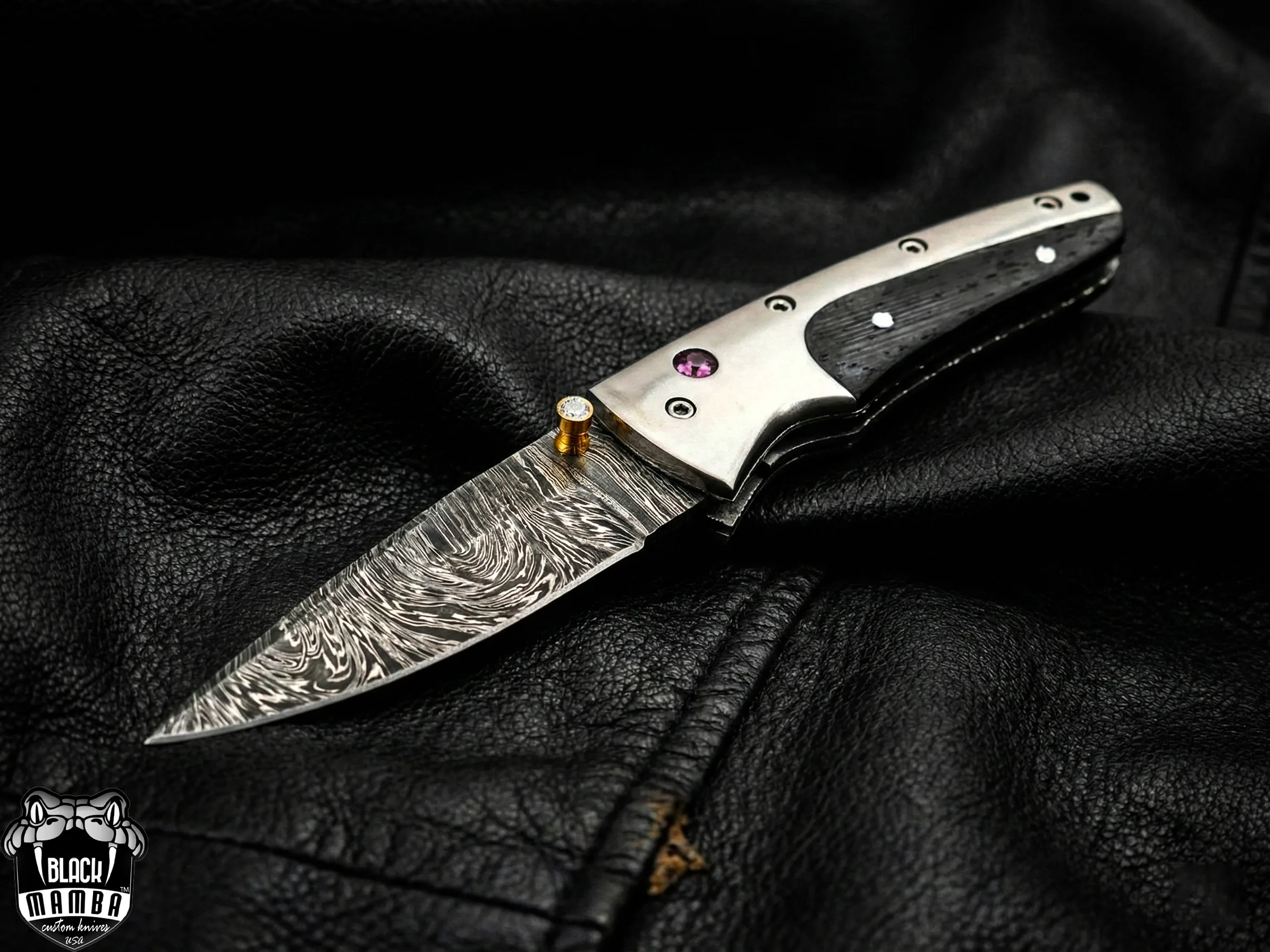 Ananke - Damascus Folding Pocket Knife - view 3