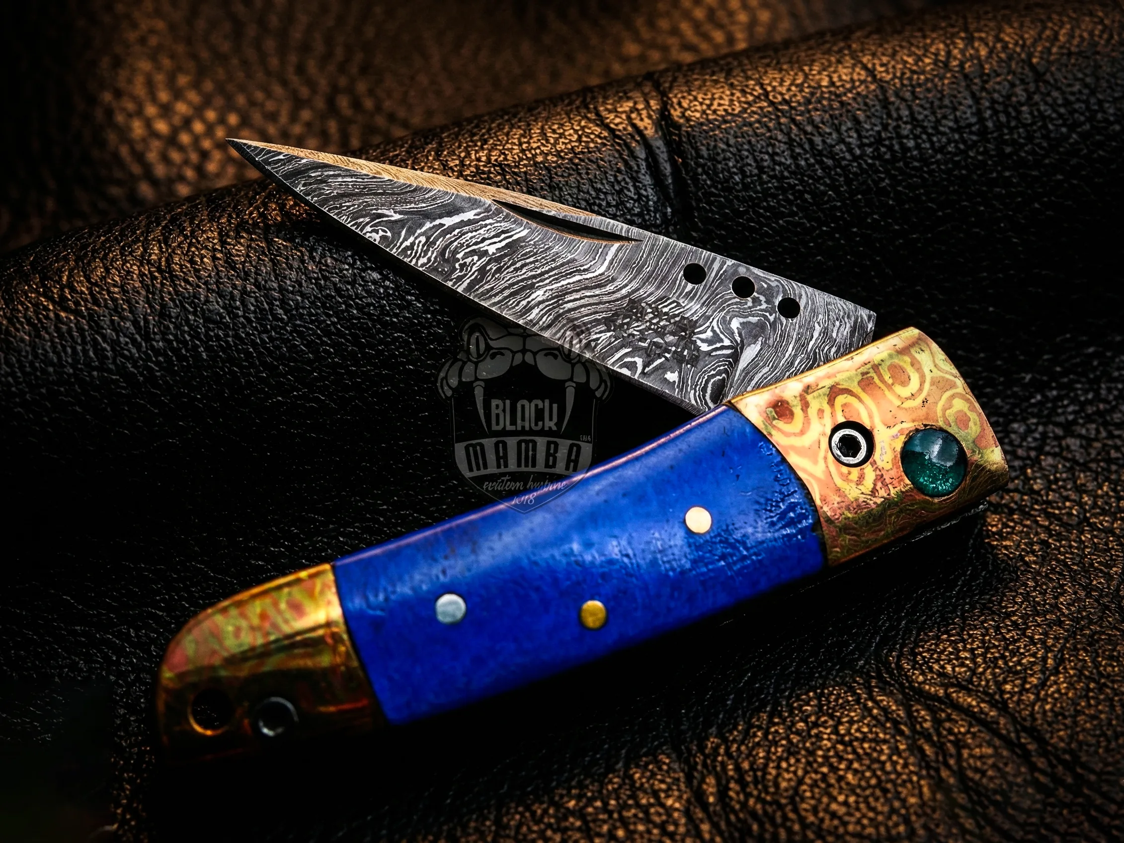 Poseidon - Damascus Folding Pocket Knife - view 3