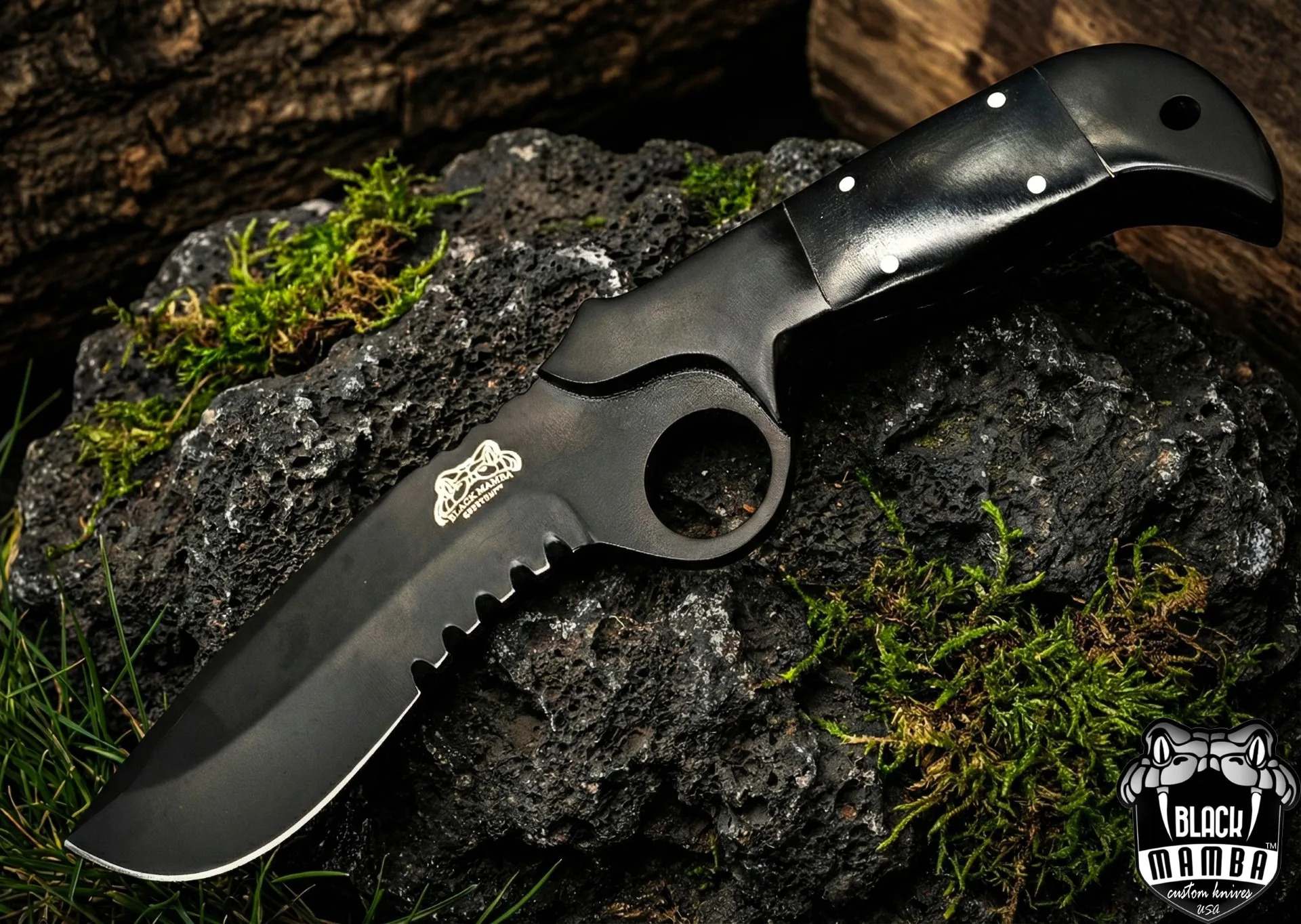 Hognose Snake - Damascus Hunting Knife, 12″ Overall