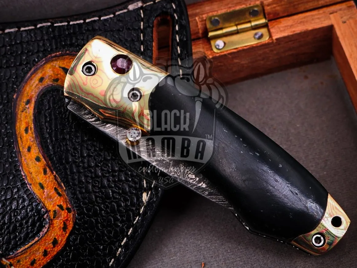Gaea - Damascus Folding Pocket Knife, 7″ Overall, Wood Handle - view 14