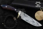 Pseudonaja Textilis Snake - Damascus Hunting Knife, 9.2″ Overall, Brass Handle