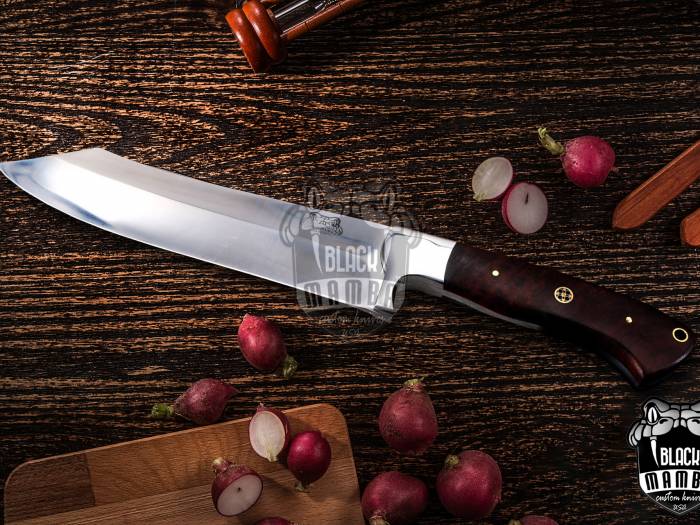 BMK-152-440c Yukio Chef Knife 13 Inches Long 7.5 Inches Blade 11 Ounce Razor Sharp Hand Made 440c Chef Knives Black Mamba Hand Made World Class Knives