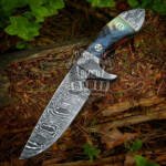 Bmk-169 Silver Boa Snake 9 Inches Long 4.7 Inches Blade 9.8 Ounce Damascus Steel Fixed Blade Hunting Knife Damascus Hand Made World Class Black Mamba Knives USA Made