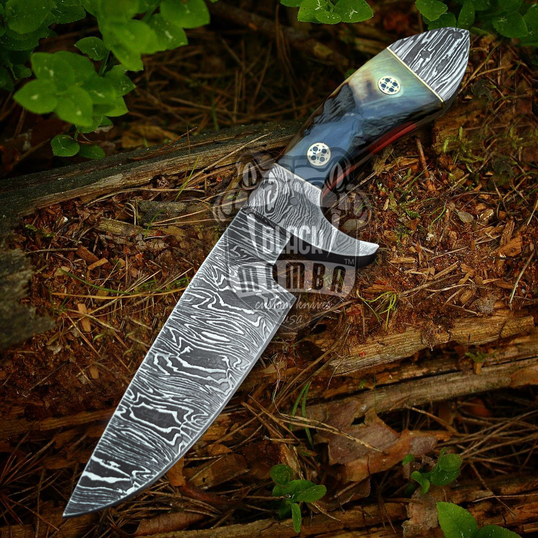  Bmk-169 Silver Boa Snake 10 Inches Long 6 Inches Blade 14  Ounce Damascus Hunting Fixed Blade Knife Damascus Hand Made Word Class  Black Mamba Knives : Sports & Outdoors