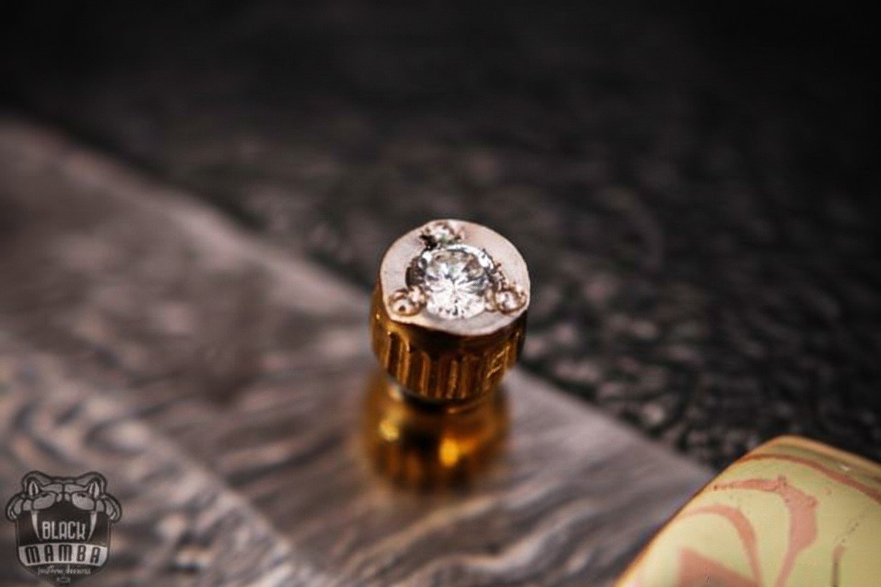 Black Mamba Knives Bmk-1020 Gaea 7 Inches Damascus Pocket Knives Mokume Bolsters,Black jade Gem Stone,Green Ruby Pure White Diamond - Image 7