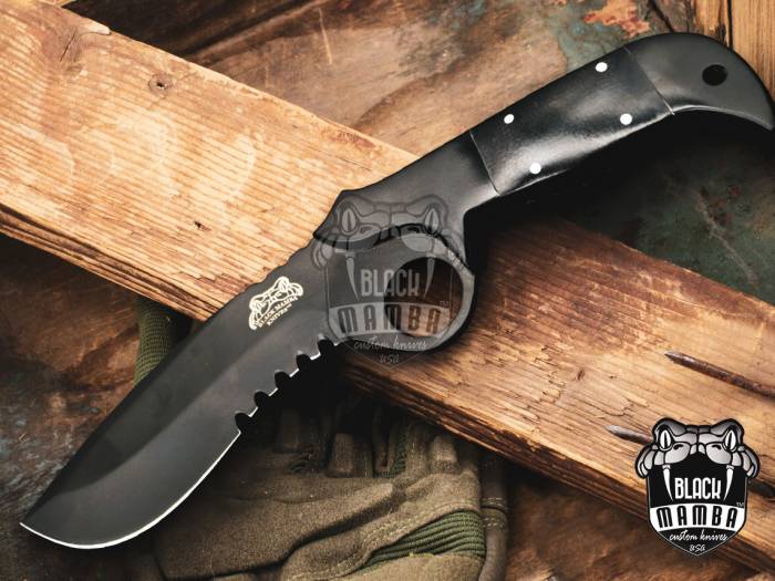 BMK-158 Hognose snake Knife 12 Inches Long 7 Inches Blade 14 Ounce Black Coated Carbon Steel Hunting Fixed Blade Knife Hand Made World Class Knives