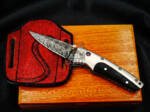 Black Mamba Knives Bmk-1016 Ananke 3.5 Inches Damascus Pocket Knives Titanium Handle with Wenge wood and A grade Red ruby , Diamond on it