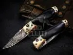 Gaea - Damascus Folding Pocket Knife, 7″ Overall, Wood Handle