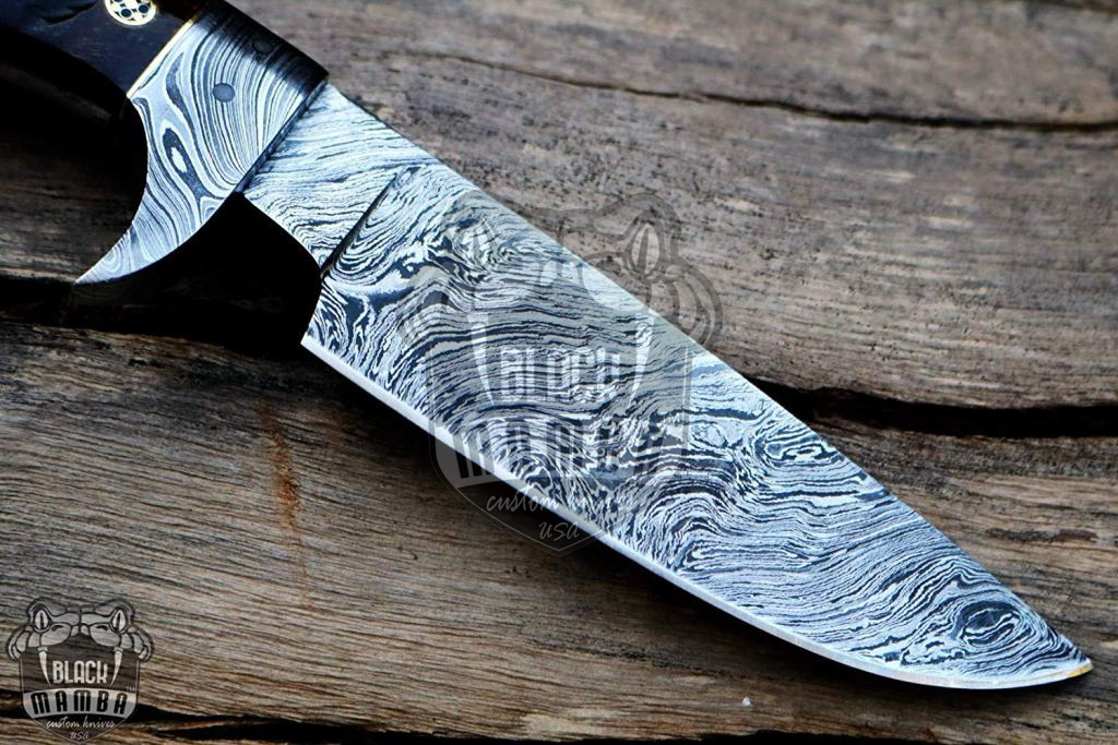 Bmk-169 silver boa Snake Damascus Hunting Fixed Blade Knife