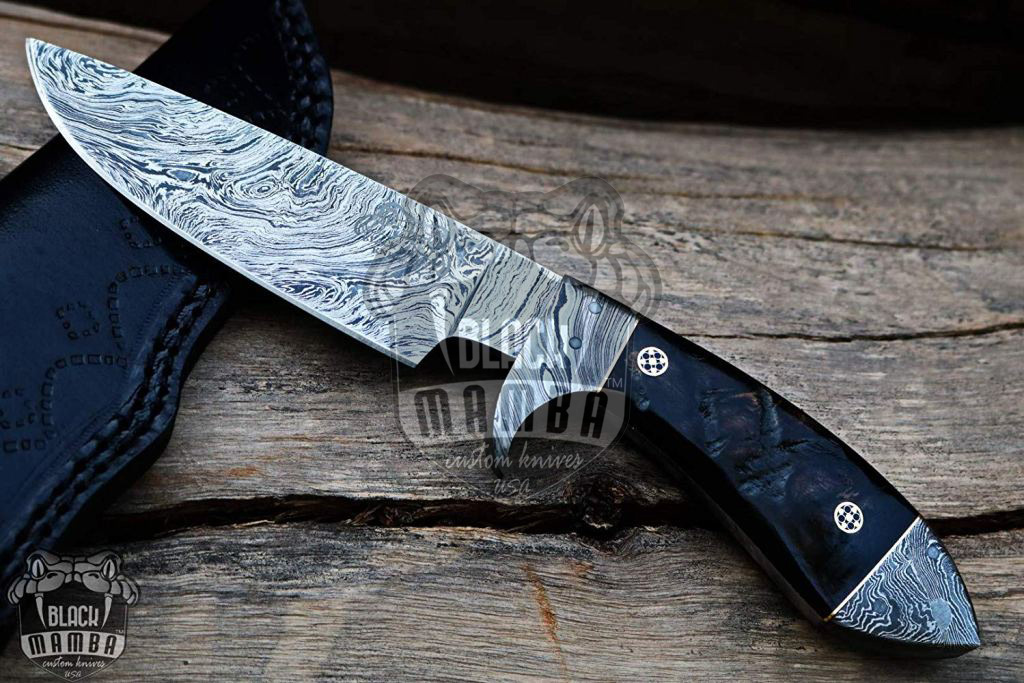  Bmk-169 Silver Boa Snake 10 Inches Long 6 Inches Blade 14  Ounce Damascus Hunting Fixed Blade Knife Damascus Hand Made Word Class  Black Mamba Knives : Sports & Outdoors