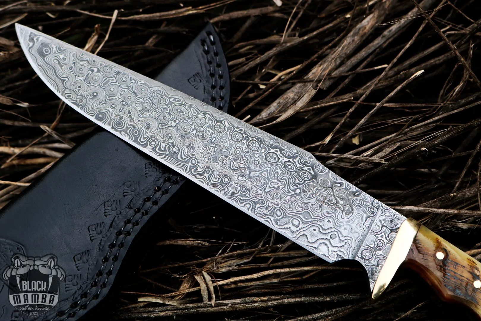 Frilled Shark - Damascus Bowie Knife, 12″ Overall - view 3