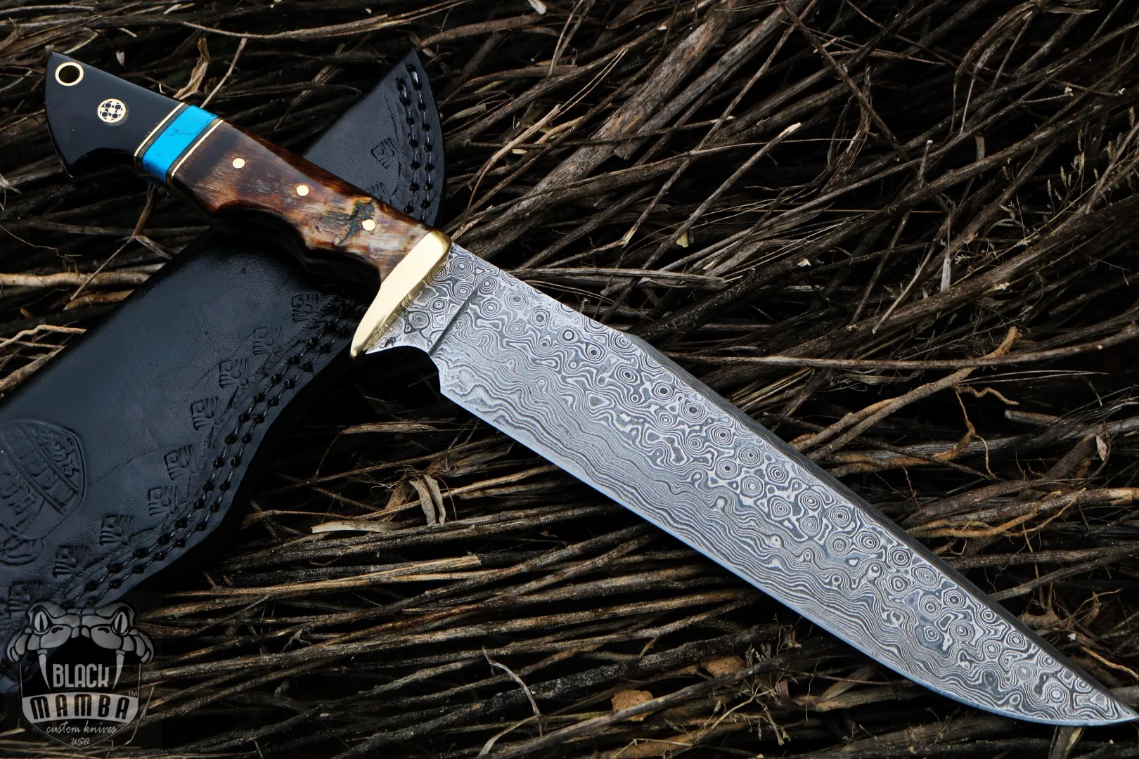 Frilled Shark - Damascus Bowie Knife, 12″ Overall - view 5