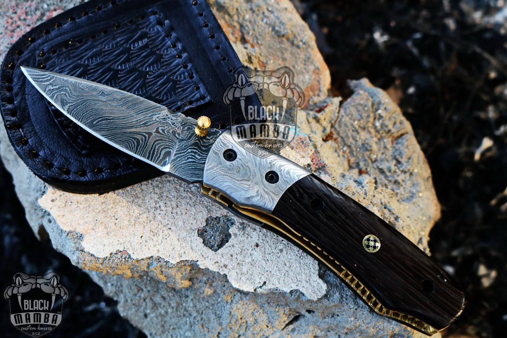 Ribbon Snake - Damascus Folding Pocket Knife, 6.5″ Overall - view 5
