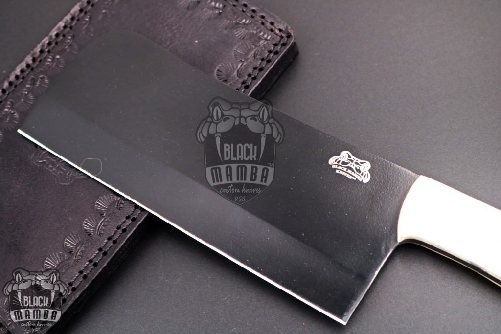 Bmk-704 Panda Cleaver Knife 12 Inches Long 7 Inches Blade 16.5 Ounce 440c stainless steel Black Coated Chef Cleaver Knife Hand Made Black Mamba Knives USA Made - Image 2