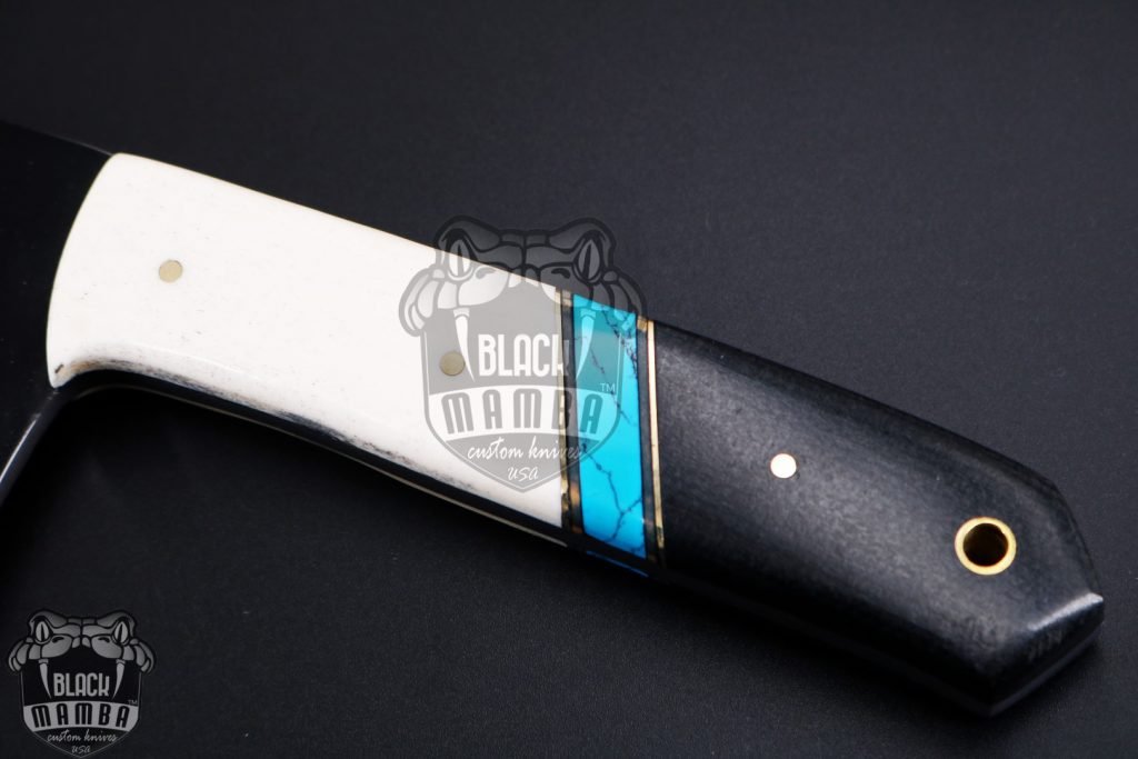 Bmk-704 Panda Cleaver Knife 12 Inches Long 7 Inches Blade 16.5 Ounce 440c stainless steel Black Coated Chef Cleaver Knife Hand Made Black Mamba Knives USA Made - Image 3