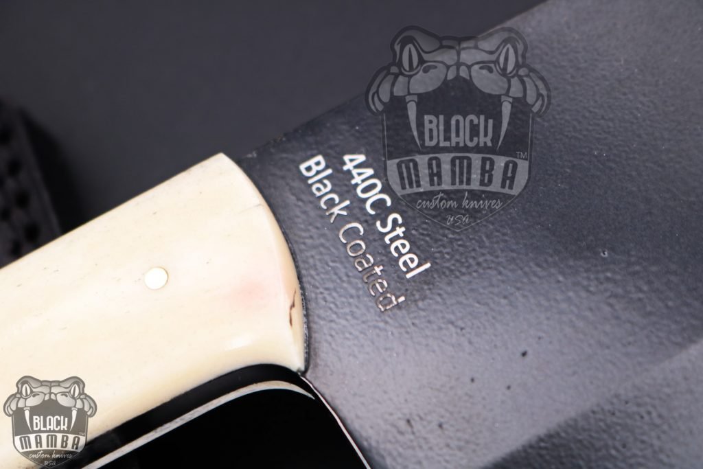 Bmk-704 Panda Cleaver Knife 12 Inches Long 7 Inches Blade 16.5 Ounce 440c stainless steel Black Coated Chef Cleaver Knife Hand Made Black Mamba Knives USA Made - Image 6