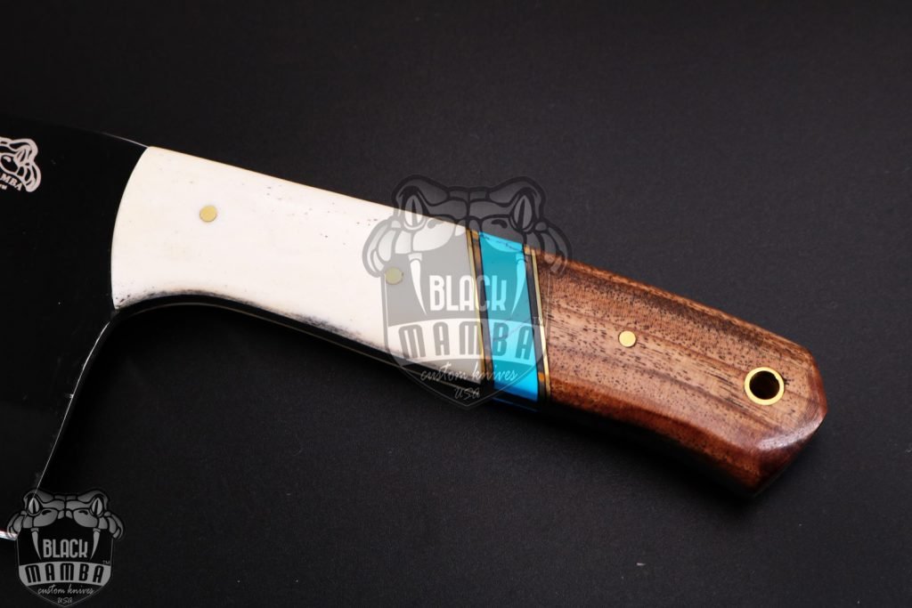 Bmk-627 Qinling panda 12 Inches Long 7 Inches Blade 16.5 Ounce 440c stainless steel Black Coated Chef Cleaver Knife Hand Made Black Mamba Knives USA Made - Image 4