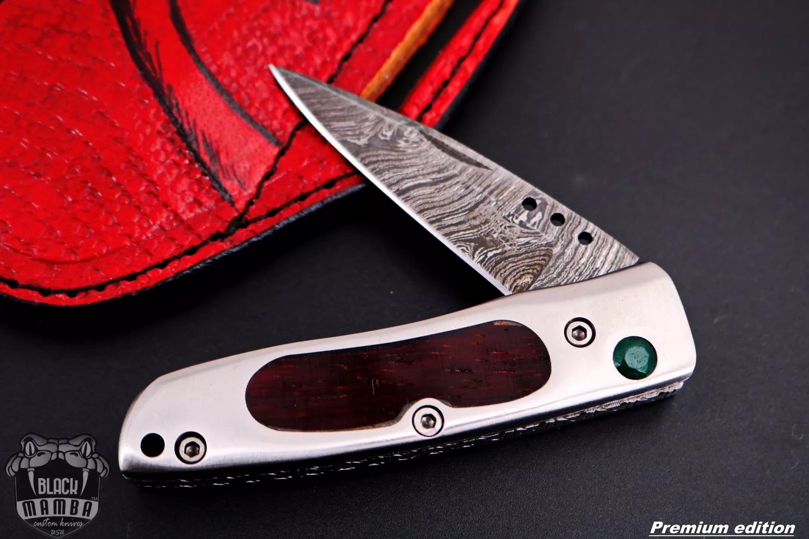 Athena - Damascus Folding Pocket Knife, 6″ Overall - view 2