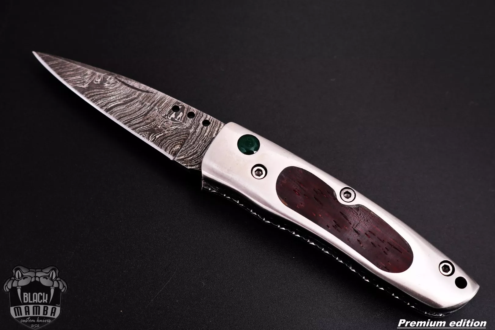 Athena - Damascus Folding Pocket Knife, 6″ Overall - view 3