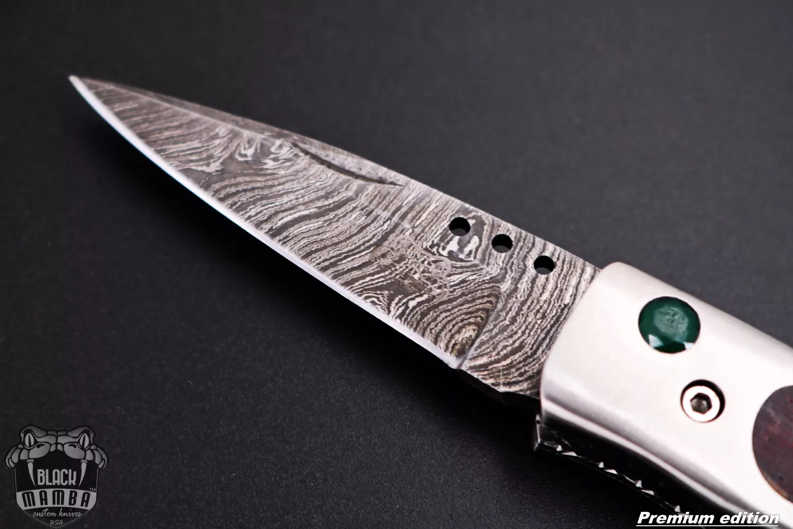 Athena - Damascus Folding Pocket Knife, 6″ Overall - view 4