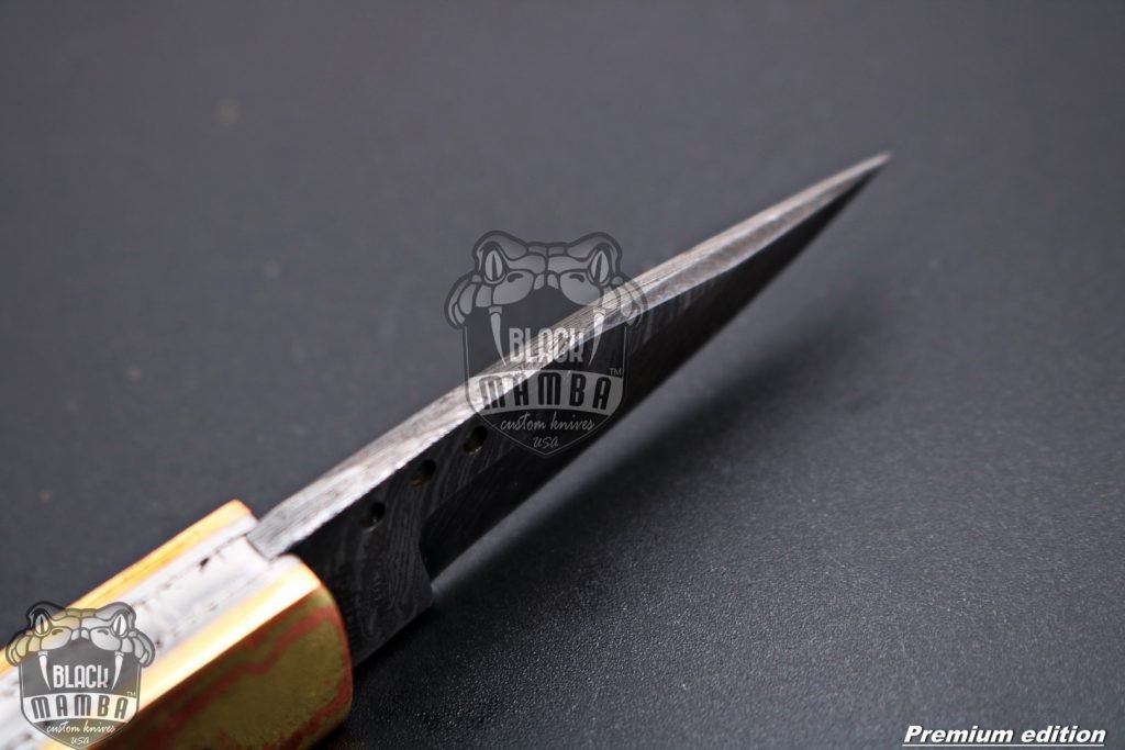 Bmk-1011 Poseidon 3 In Closed High End Damascus Pocket Knives Mokume Bolsters,Blue Lapis Gem Stone,Green Ruby - Image 9