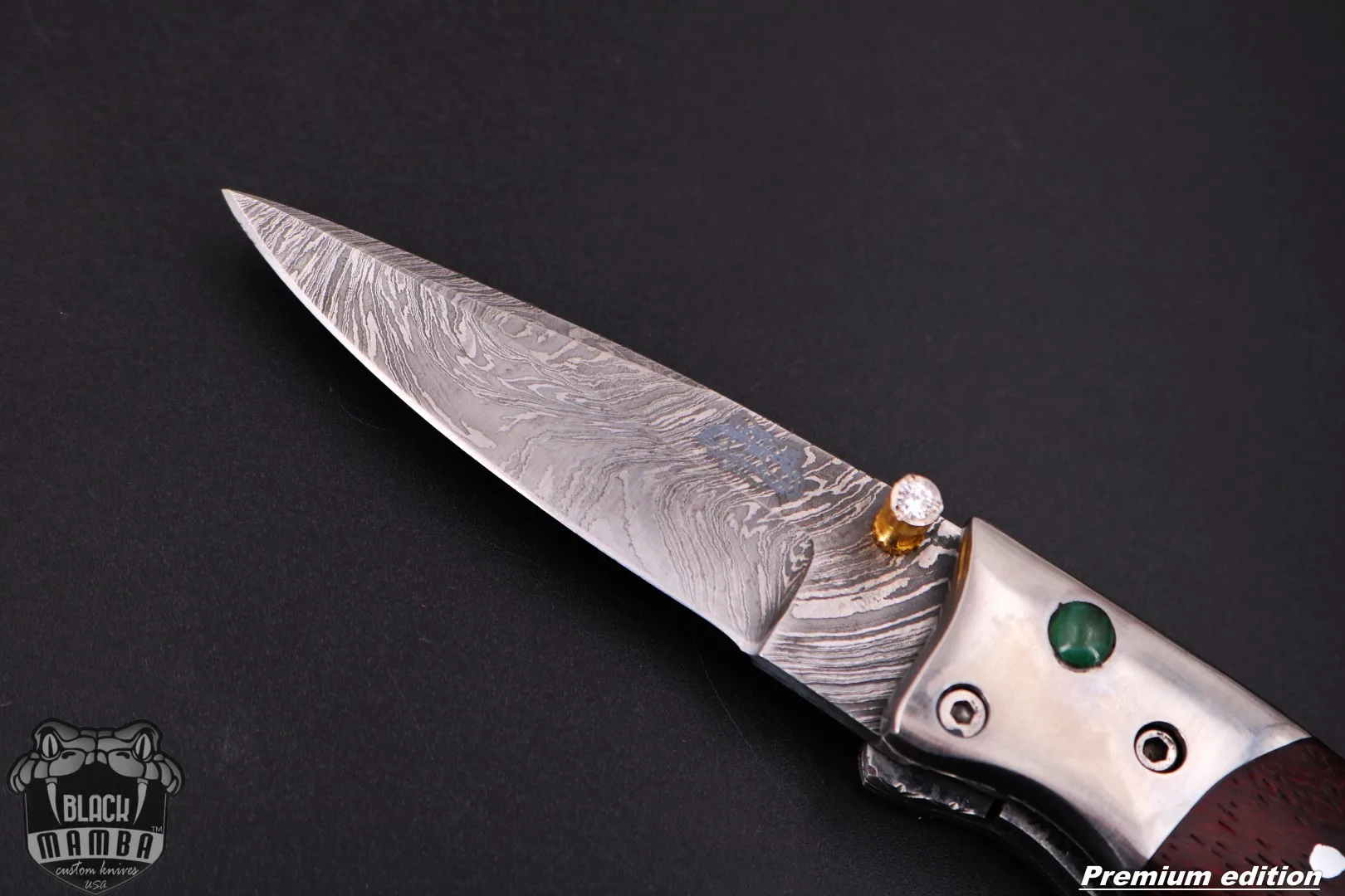 Ouranos - Damascus Folding Pocket Knife, 7″ Overall, Wood Handle - view 5
